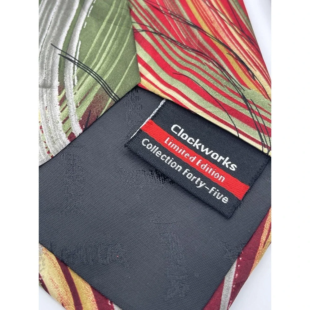 J. Garcia Tie Necktie Clockworks 2007 Collection 45 100% Silk Red‎ Green 60